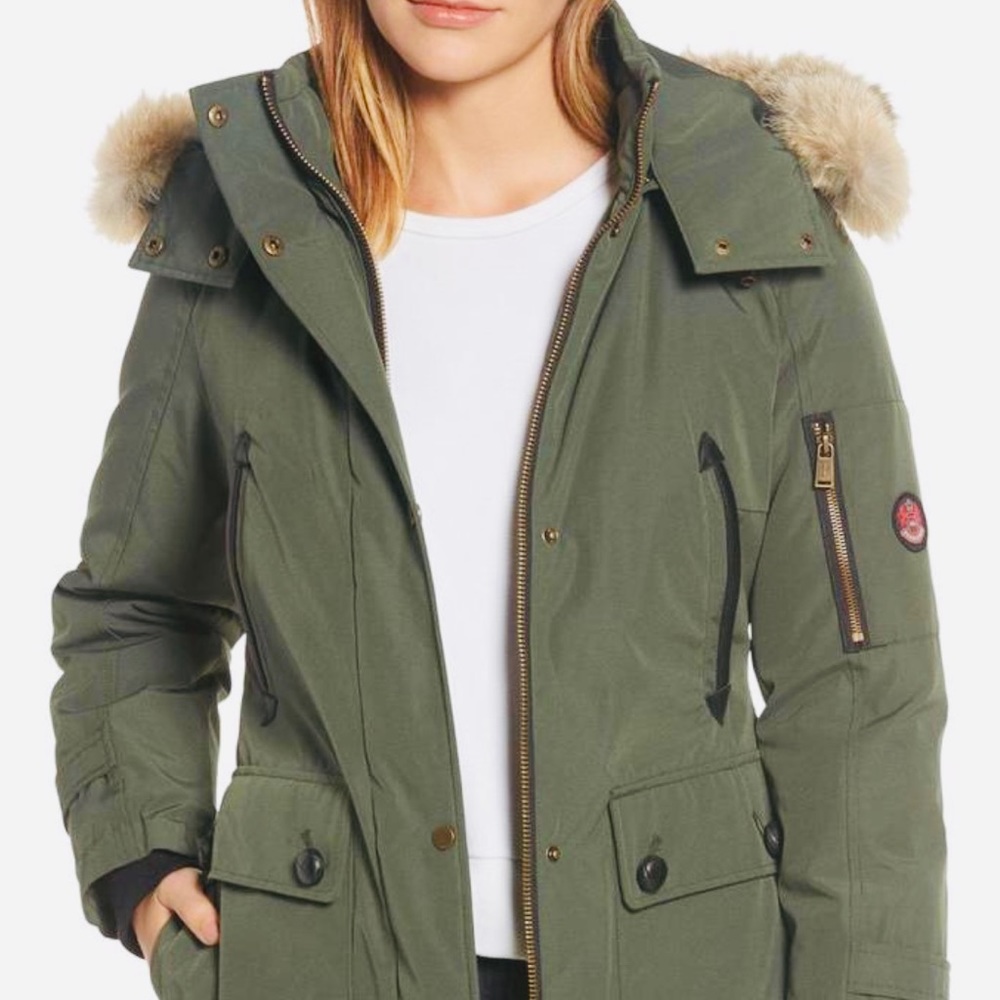 Pendleton Bachelor Hooded Down Coat Coyote Trim fur
